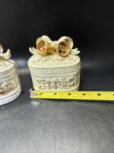 Vintage Trinket Box With Bow And Bells And Gold Accents/ Lot Of 2