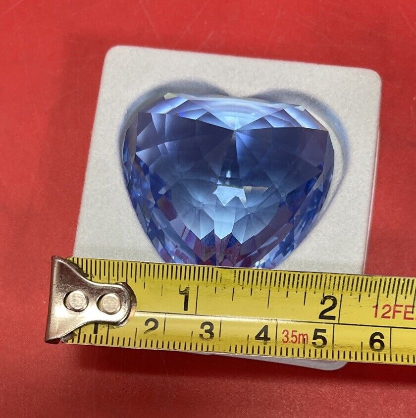 Swarovski Memories Crystal Blue Heart Paperweight with Mini Clear HEARTS