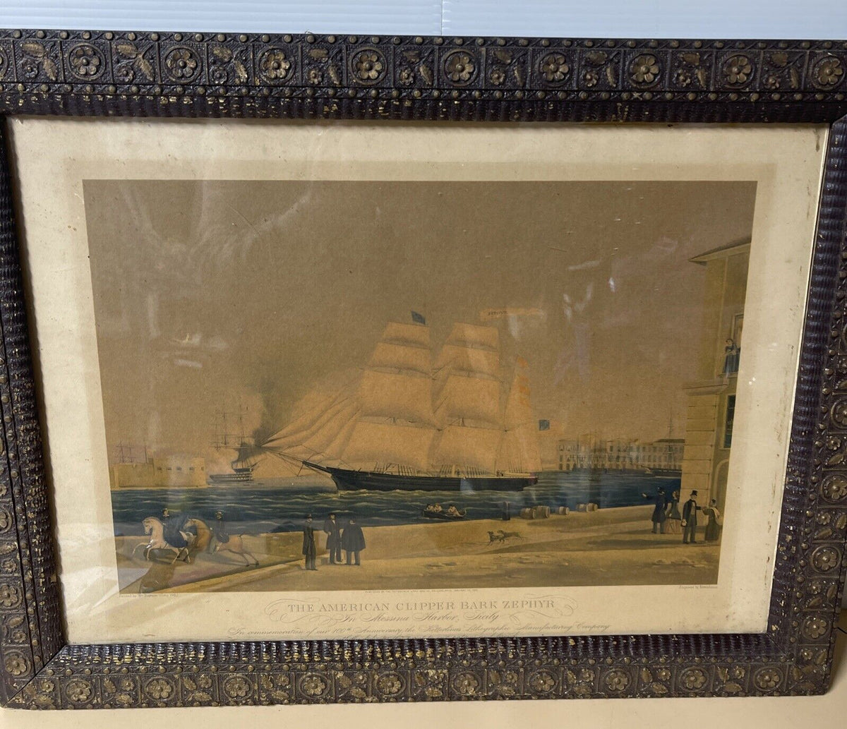 Vintage Print The American Clipper Bark Zephyr  (circa 1842)