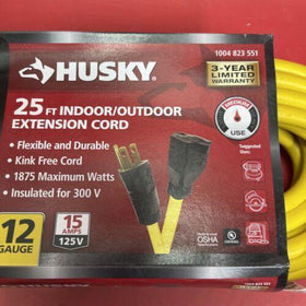 Husky 25 ft. 12 Gauge Yellow Extension Cord, Kink Free