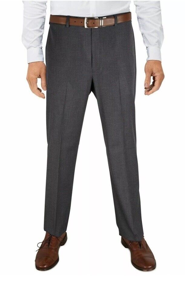 Ralph Lauren Mens Classic-Fit Ultraflex Pants Gray Grid 30Wx32L