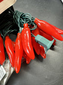 Holiday Time Lot Of 2 Boxes Of Mini Lights (red, green) And Chili Pepper Light