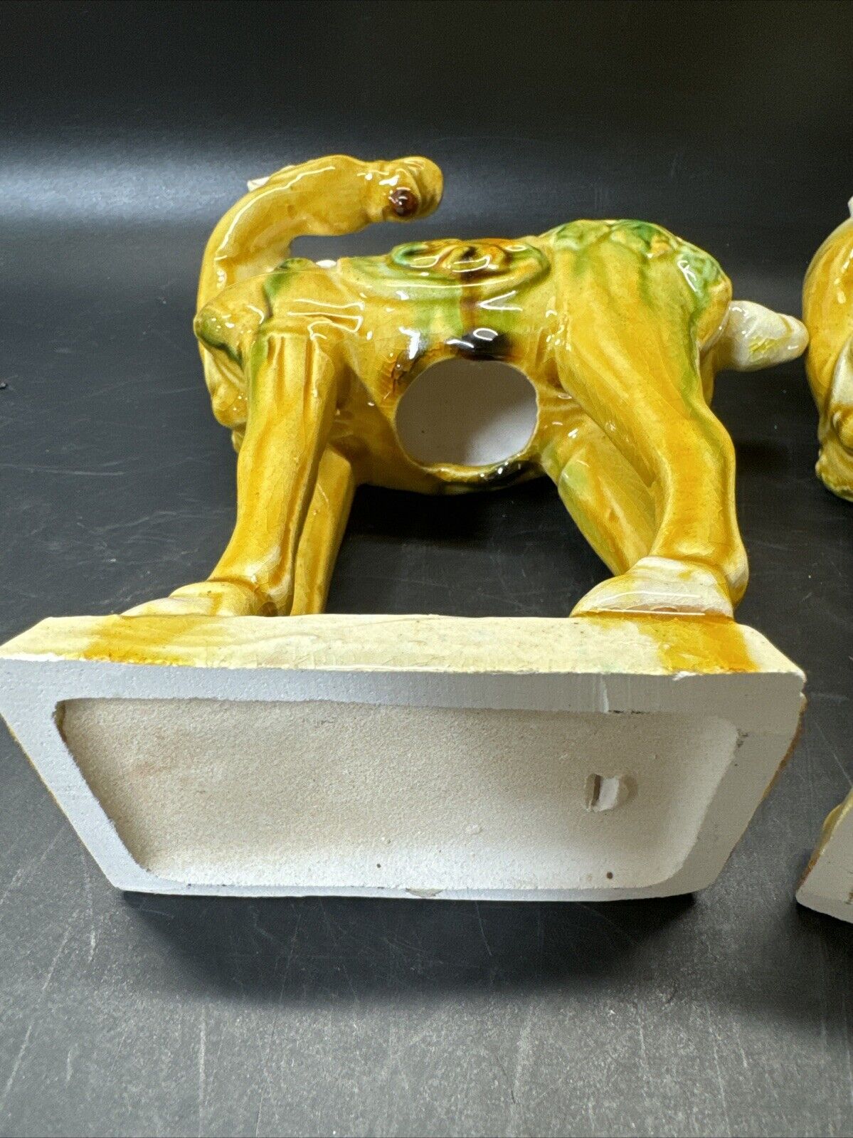 Vintage Drip Style Glaze Ceramic War Horse Figurines/lot 3