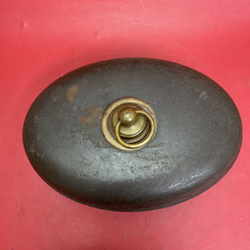 Antique Brass and Copper Bed Warmer -  Hot Water Bottle - Oval 11 1/2”