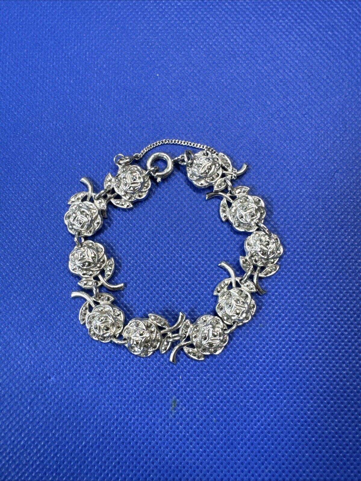 925 Sterling Silver Bracelet With Flowers, 21.4g