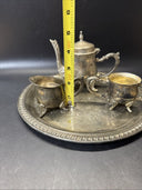 Tea Set Godinger Silver Art Individual Tea Pot/Creamer/ Sugar Bowl/Tray