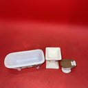 Vintage Dollhouse Furniture - Bathroom Porcelain or Ceramic - Tub, Sink, Tiolet