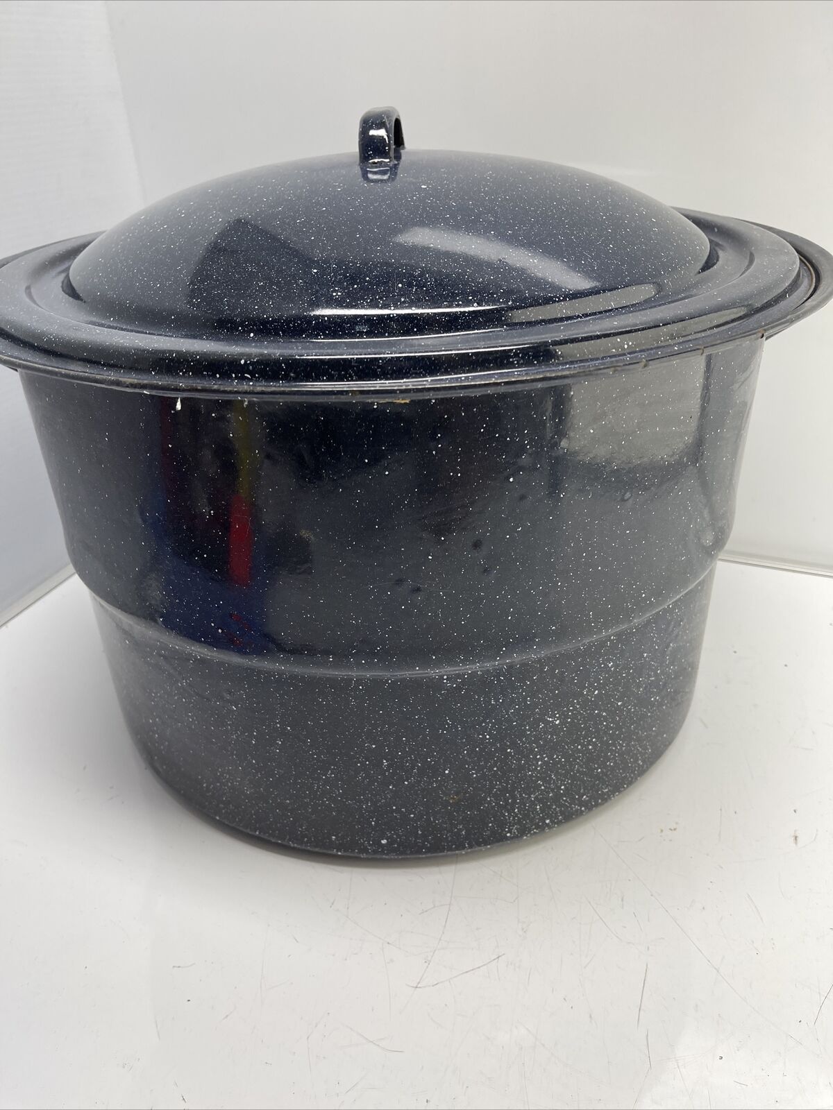 Cookware Vintage Canning Stock Pot Black Speckled XL w/ Wire Rack *