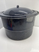 Cookware Vintage Canning Stock Pot Black Speckled XL w/ Wire Rack *