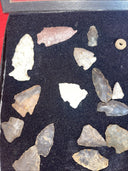 Native American Artifacts Lot 28 w/ Frame Arrowheads Collection 12”x8” Frame