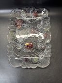 Glass Rectangular Serving Tray/Platter With Flower