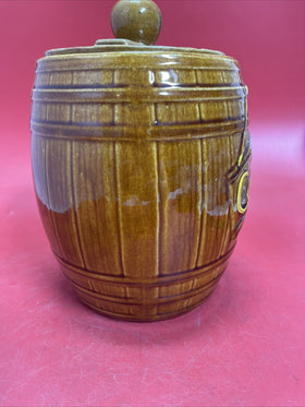 Vintage Ceramic Barrel Shaped Cookie Jar