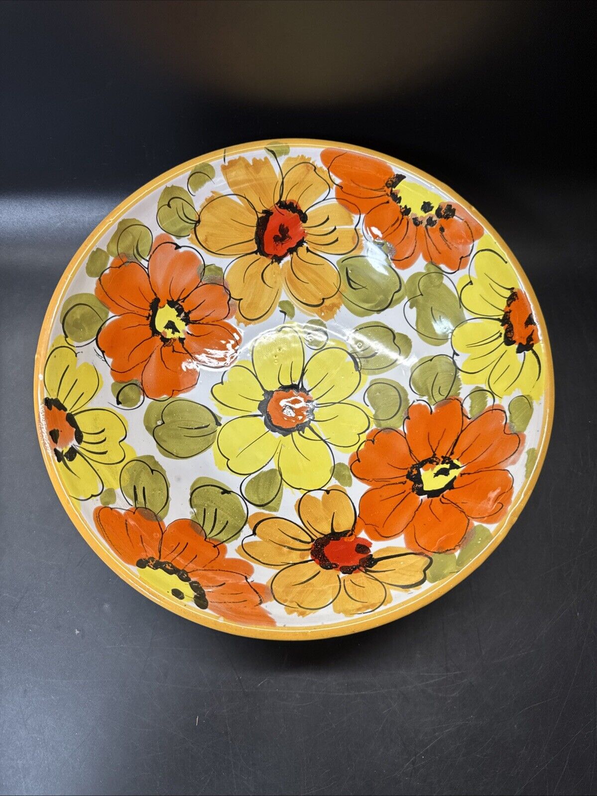 Vintage Floral Serving Bowl 10’/ Italy