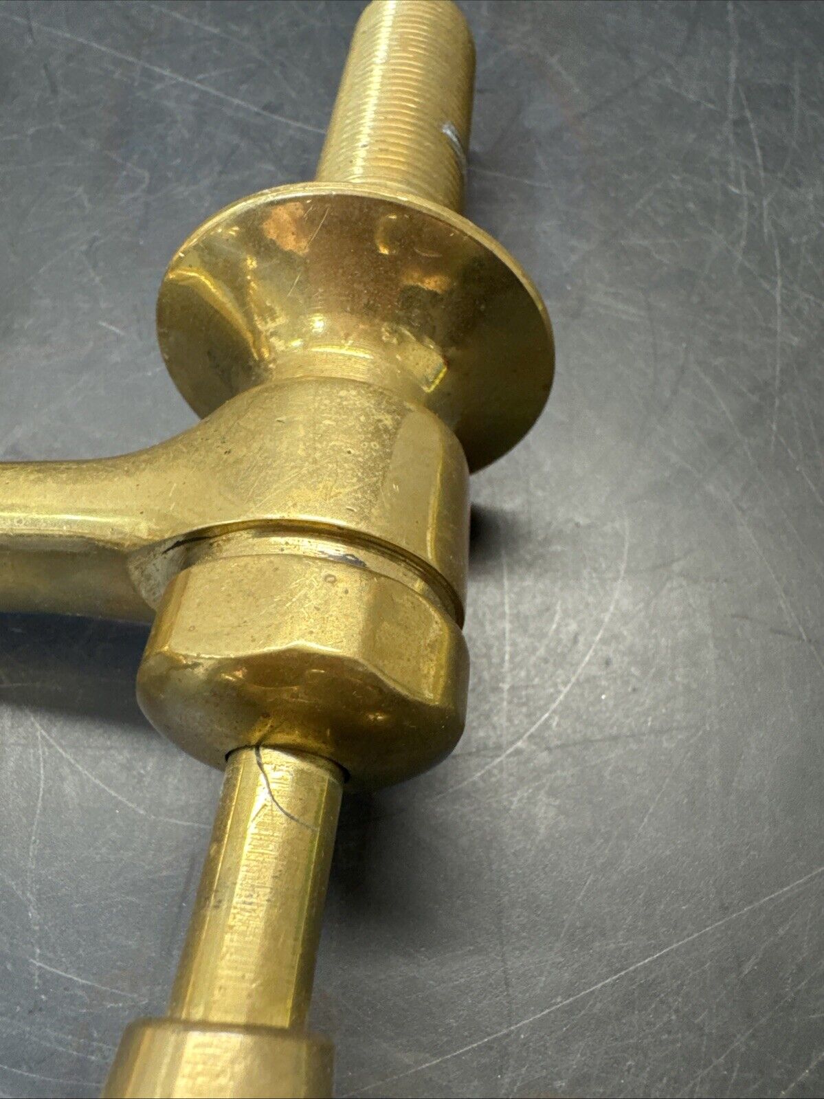 Vintage BRASS BATH HOT & COLD KITCHEN SINK BASIN CROSS HANDLE TAPS OLD