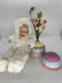 Heritage Signature Fiber Optic Bunny Baby with egg flower holder OH7585