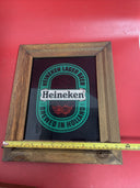 Vintage Heineken Lager Beer Brewed in Holland  Wood Framed Sign 12"X 10"