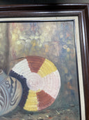 Original Native American Southwest Pottery Canvas Oil Painting Signed Santana
