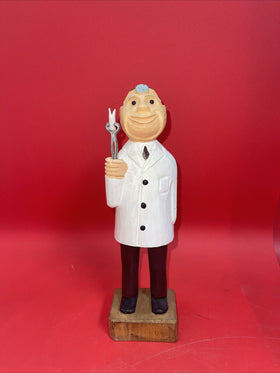 Handmade Wooden Figurine Doctor Dentist Scientist Folk Art 12"