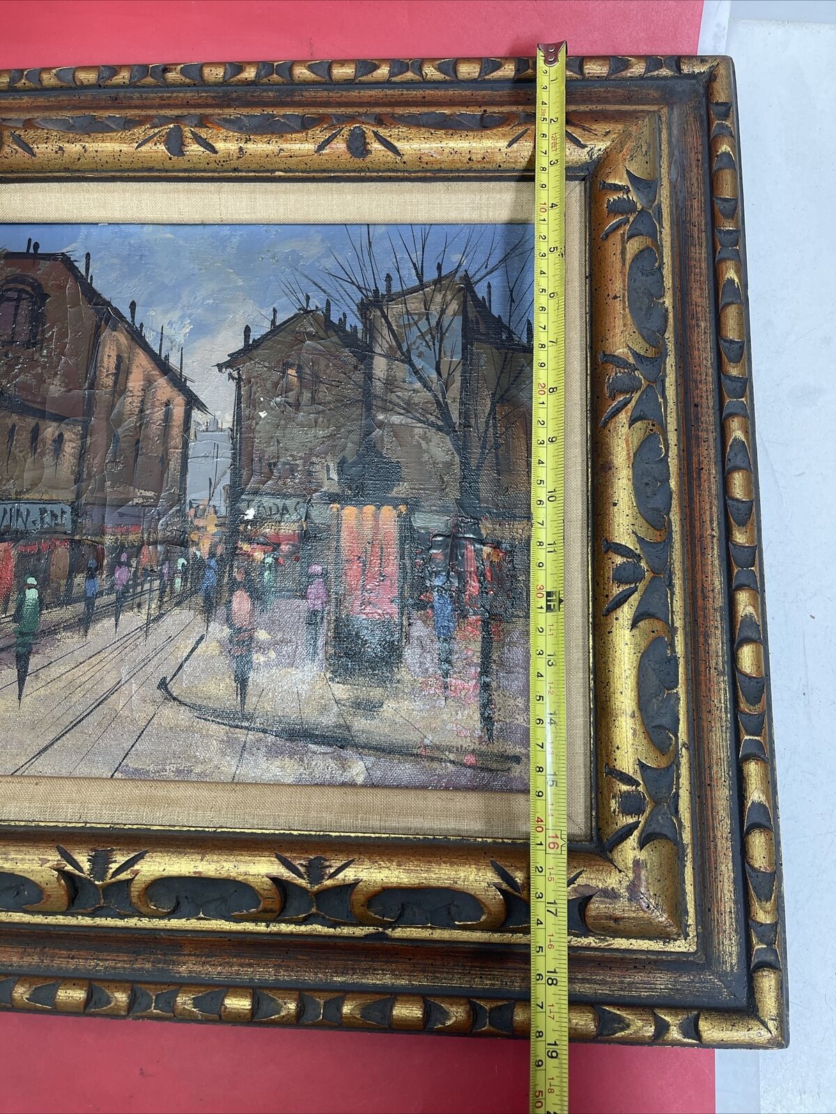 Vintage Oil Painting City.In a Beautiful Frame.