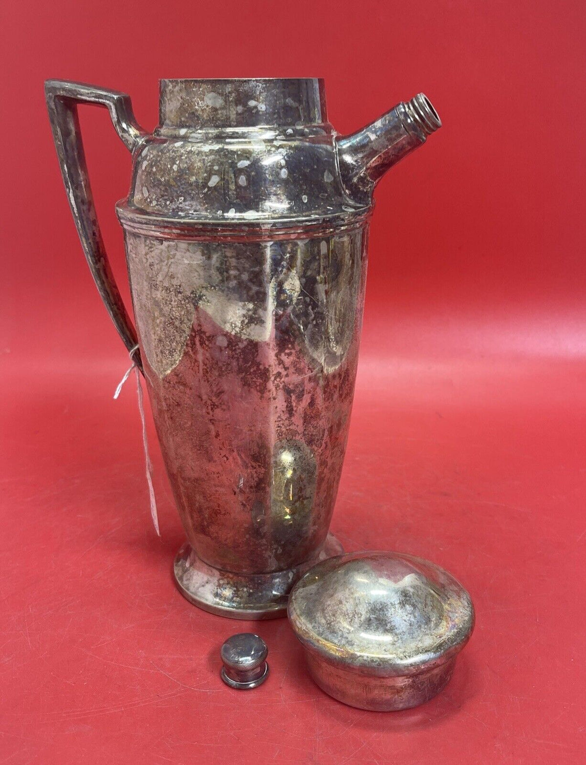 Vintage Chrome Cocktail Pitcher Lidded w/Pouring Cap 