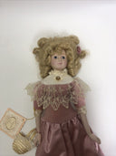 1992 Porcelain Doll Katherine & Kathy - Blond Pink Dress just one