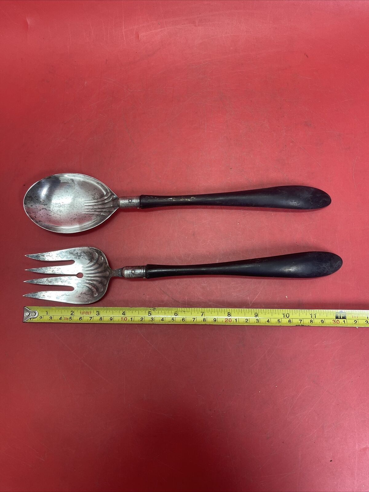 ANTIQUE MANNING BOWMAN ART DECO 2 PC SPOON AND FORK SALAD SET