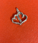 Silver 925 White Double Open Hearts Pendant (2.4g)