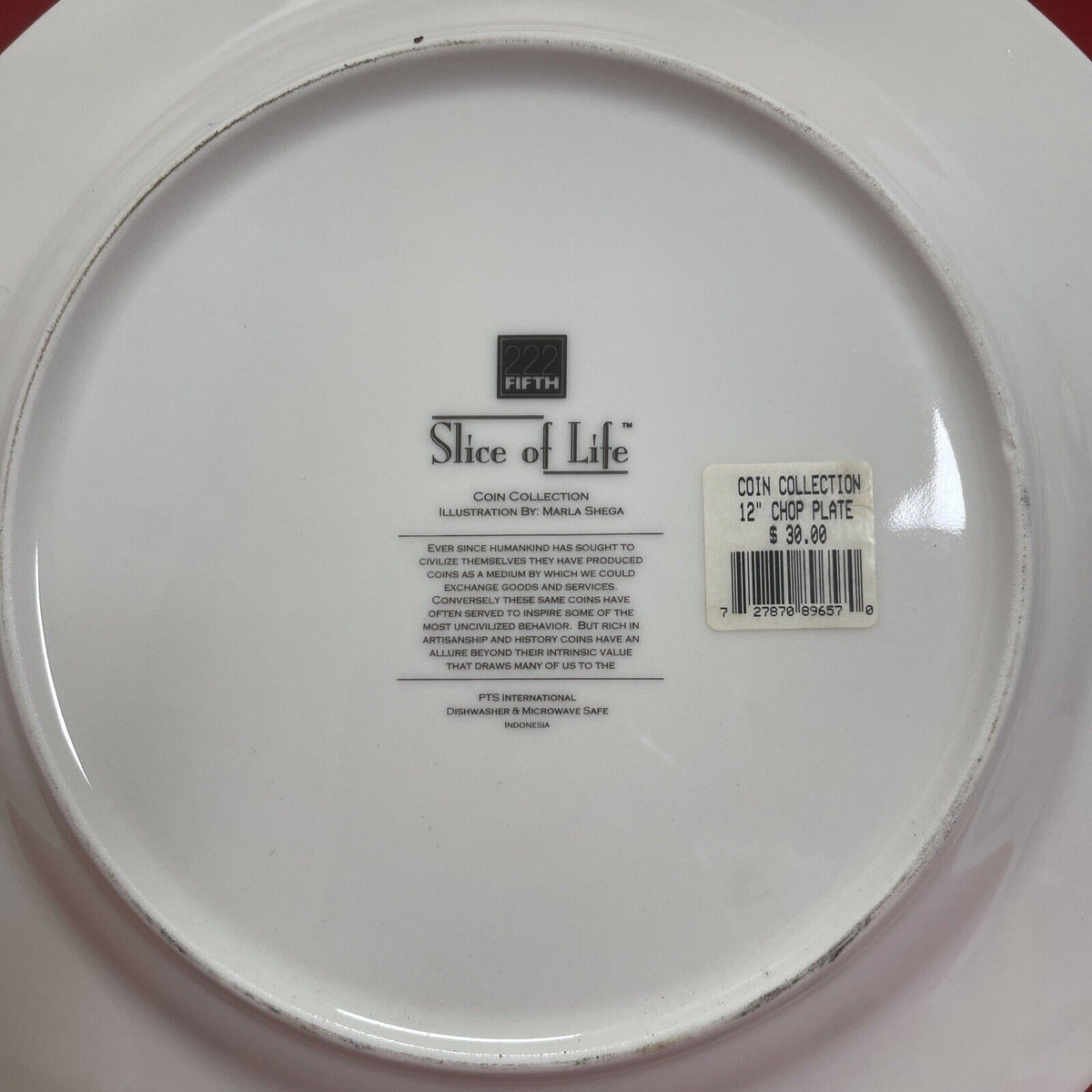 222 Fifth SLICE OF LIFE - COIN COLLECTION 12" Platter Black White Marla Shega
