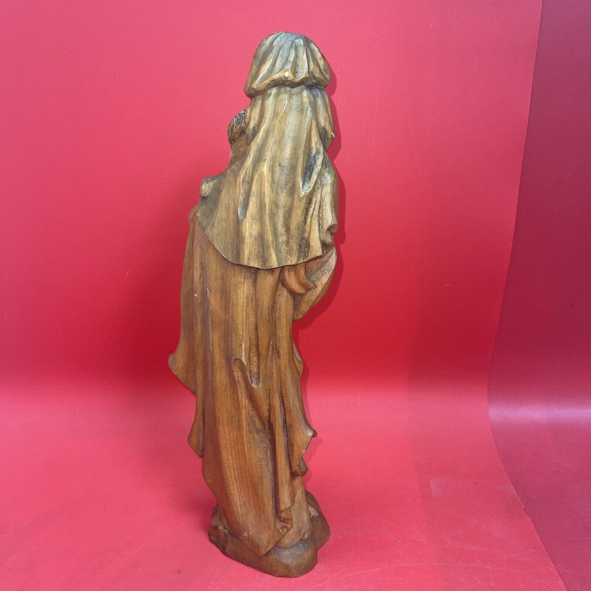 15.5" WOOD HAND CARVED OUR LADY VIRGIN MARY JESUS STATUE FIGURE SCULPTURE