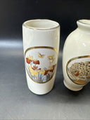 Vintage Art Mini Vase Japan Humming Bird Peacock/ Lot Of 4