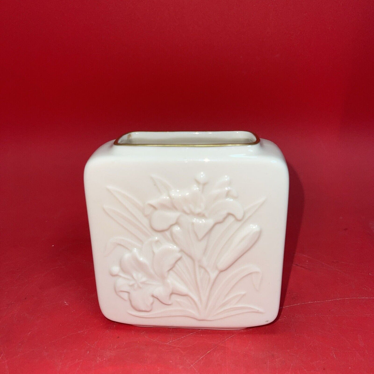 Lenox Rectangular Tiger Lily Vase -24 K Gold Trim-Lot 3