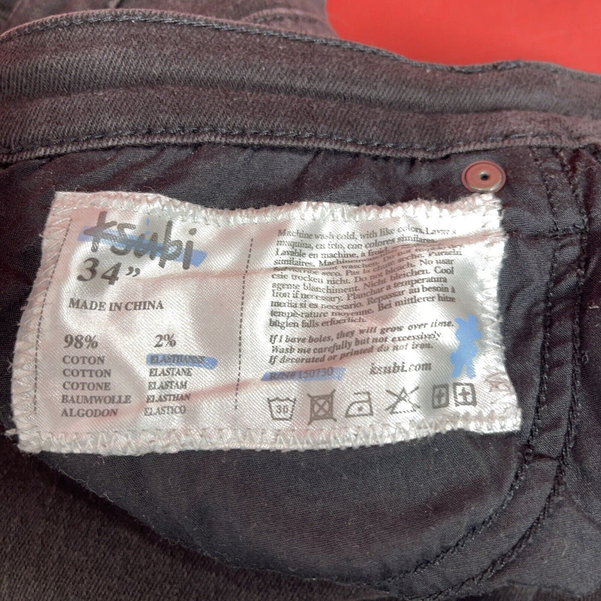 KSUBI Jeans Mens 34 Black Van Winkle Ace Button Fly Stretch