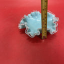 Vintage Glass Turquoise Silver Crest 6" Bowl Ruffled Edge 1950s