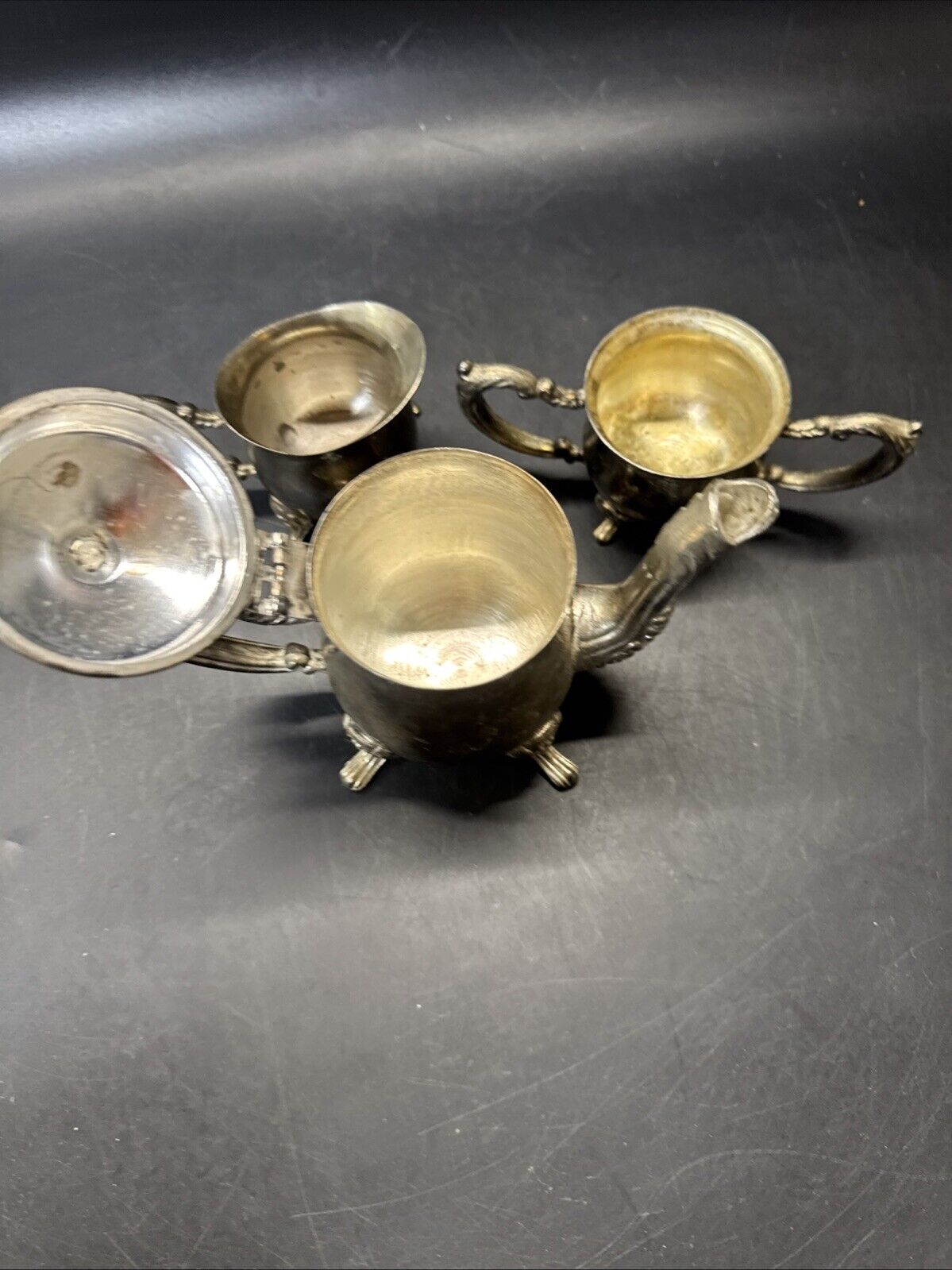 Tea Set Godinger Silver Art Individual Tea Pot/Creamer/ Sugar Bowl/Tray