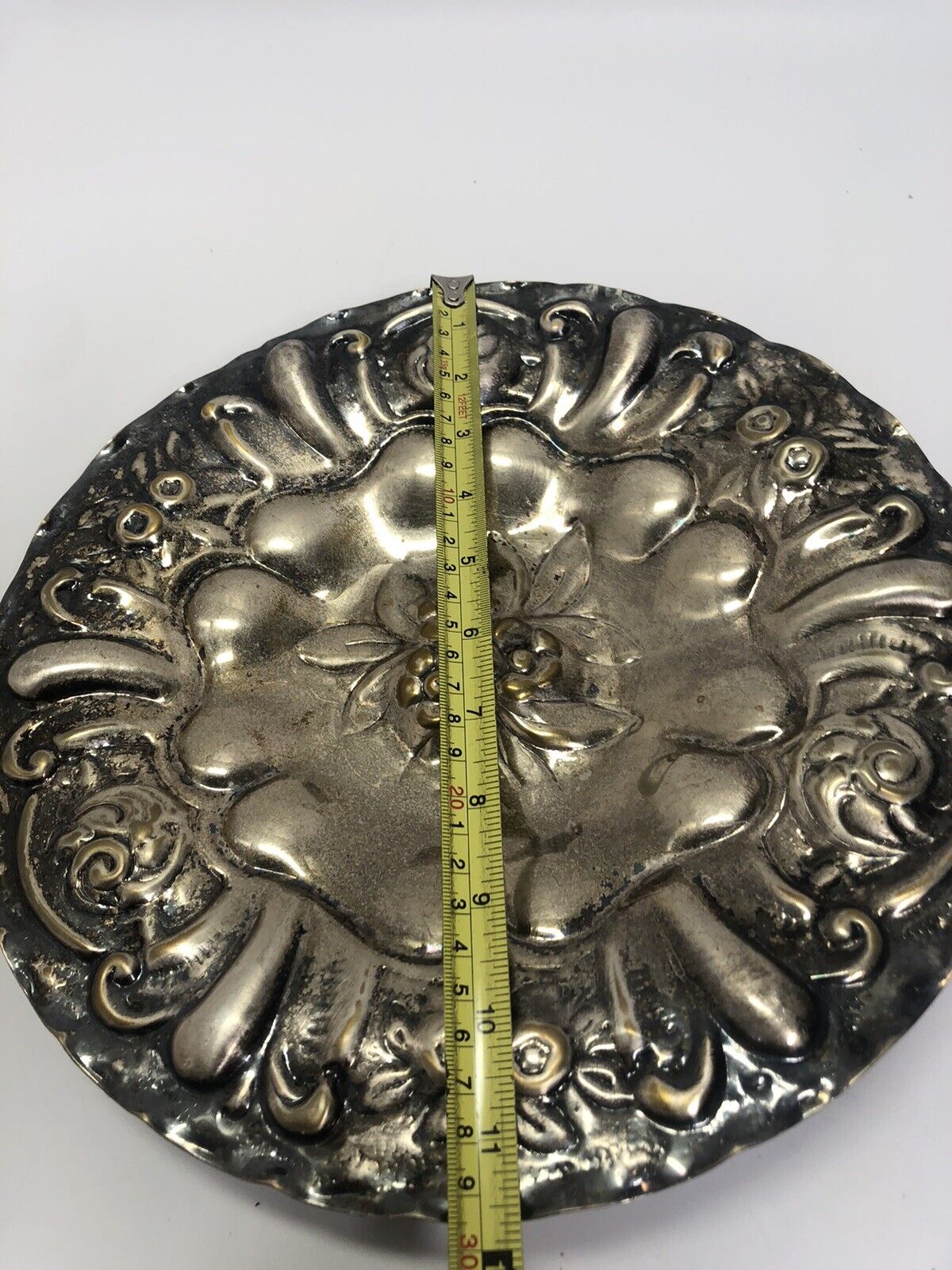 Crosby Silverplate Platter Tray Oval Seashell Scrollwork Edging Embossed