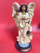 Ebony Treasures  African American  Angel  Holding A Dove  And  2 Cherubs