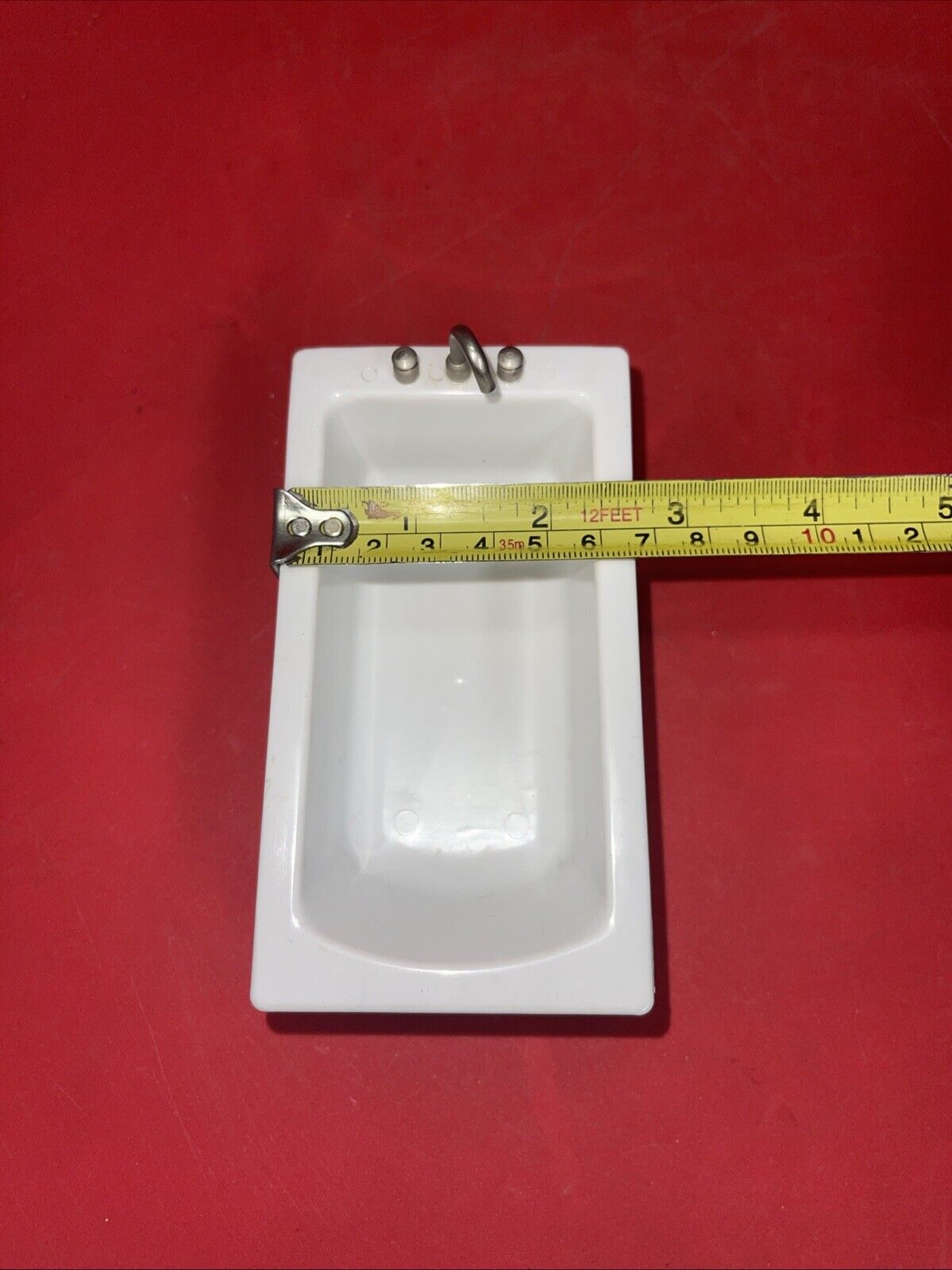 Vintage Block House  Plastic Dollhouse Furniture Bathroom Tub,  Sink, & Toilet