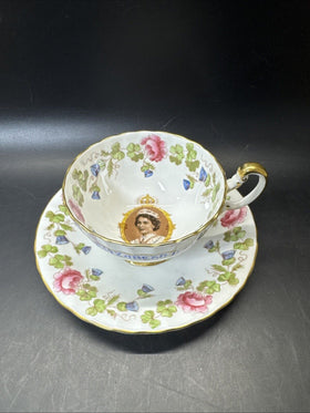 Aynsley Queen Elizabeth II 1953 Coronation Teacup and Saucer  - England