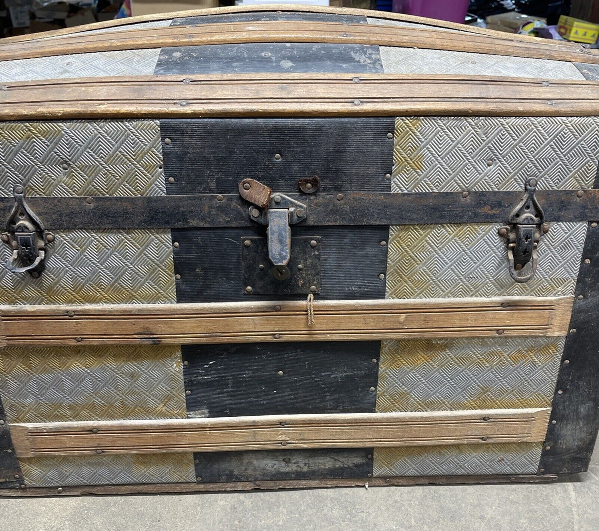 Vintage metal and wood trunk/chest