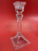 Set of (3) 8" Tall Square Base Glass Candle-stick Holders