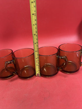 4 Vintage MCM Libbey Tawny Brown Glass Coffee Cups Tea Cups 3.5x3