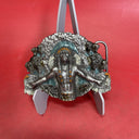 vintage 1981 belt buckle NATIVE AMERICAN indian chief SISKIYOU bergamot western