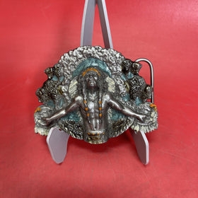vintage 1981 belt buckle NATIVE AMERICAN indian chief SISKIYOU bergamot western