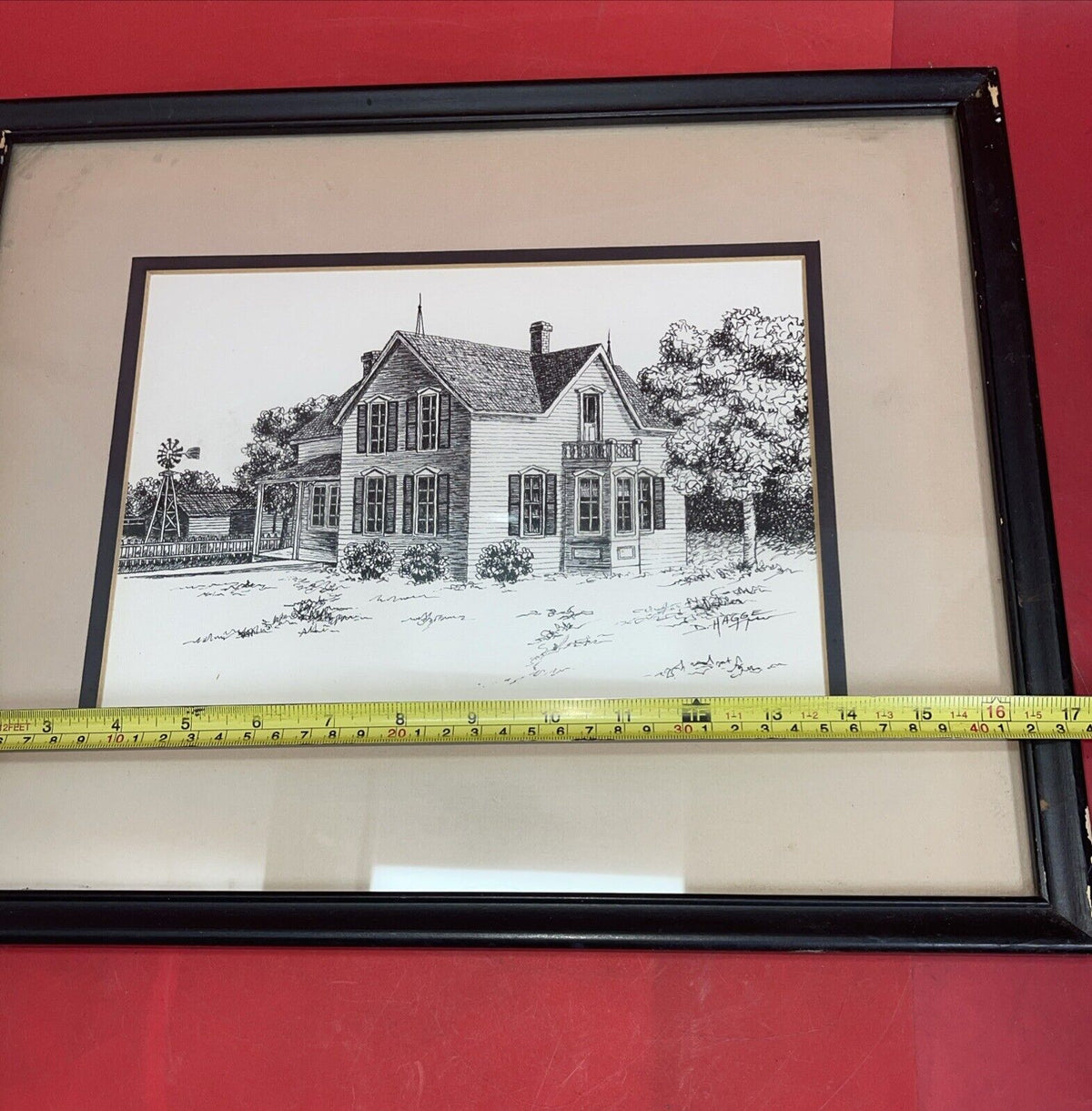Original Pen & Ink Sketch Framed 8" x 11” signed D. Hagge