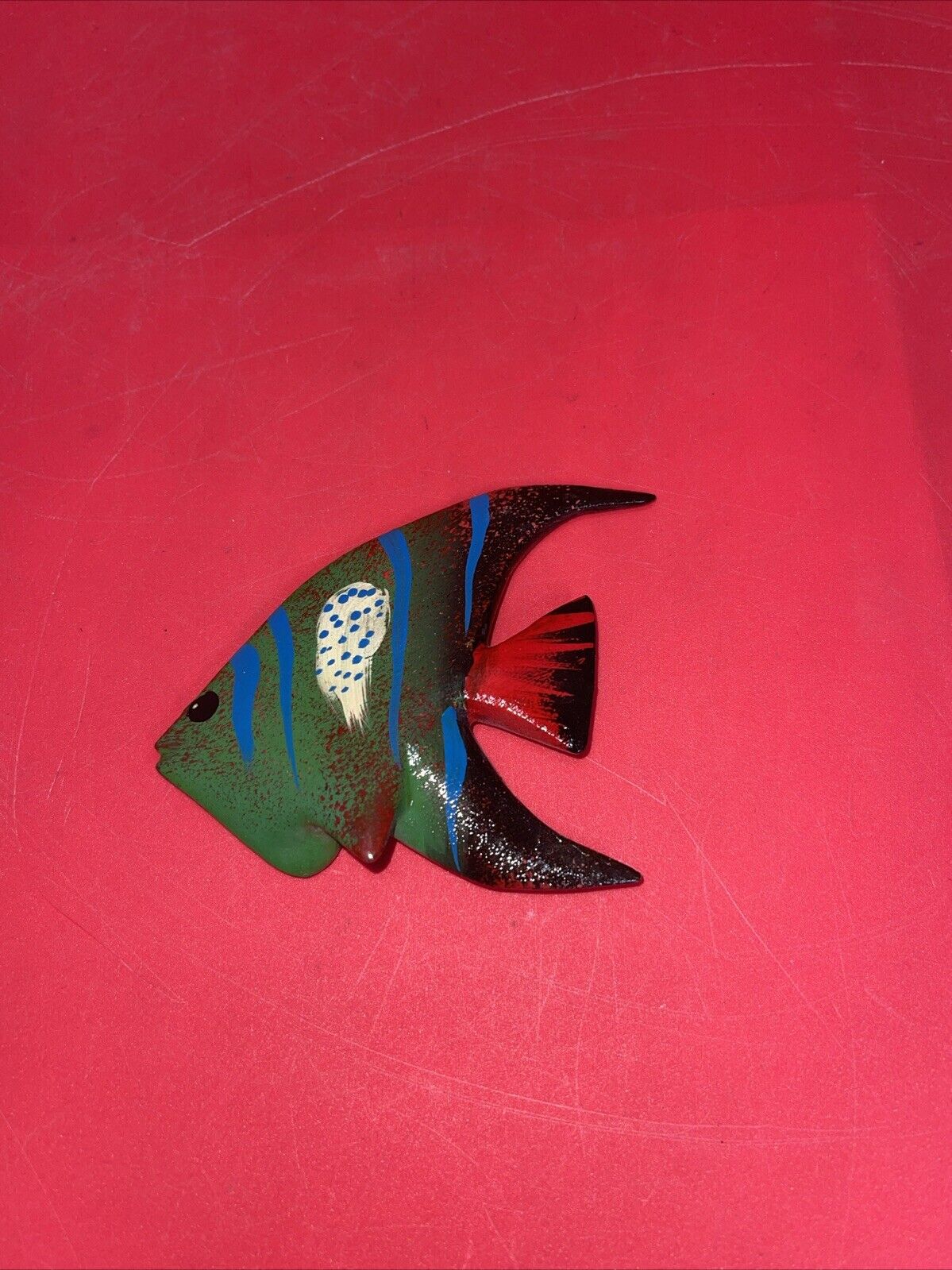 Vintage hand painted wood carved tropical fish Lot 4