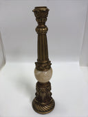Pillar Candleholder Alabaster & Ornate Gold Gilt