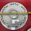 NIB PORCELAIN WARE 12" PRETZEL DISH Holly & Berry Pattern w/ Gold Trim, Japan