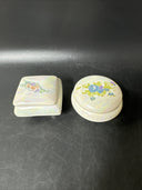 Vintage  Ceramic Flower Design Jewelry Trinket Box/Made in Taiwan, Lot Of 2