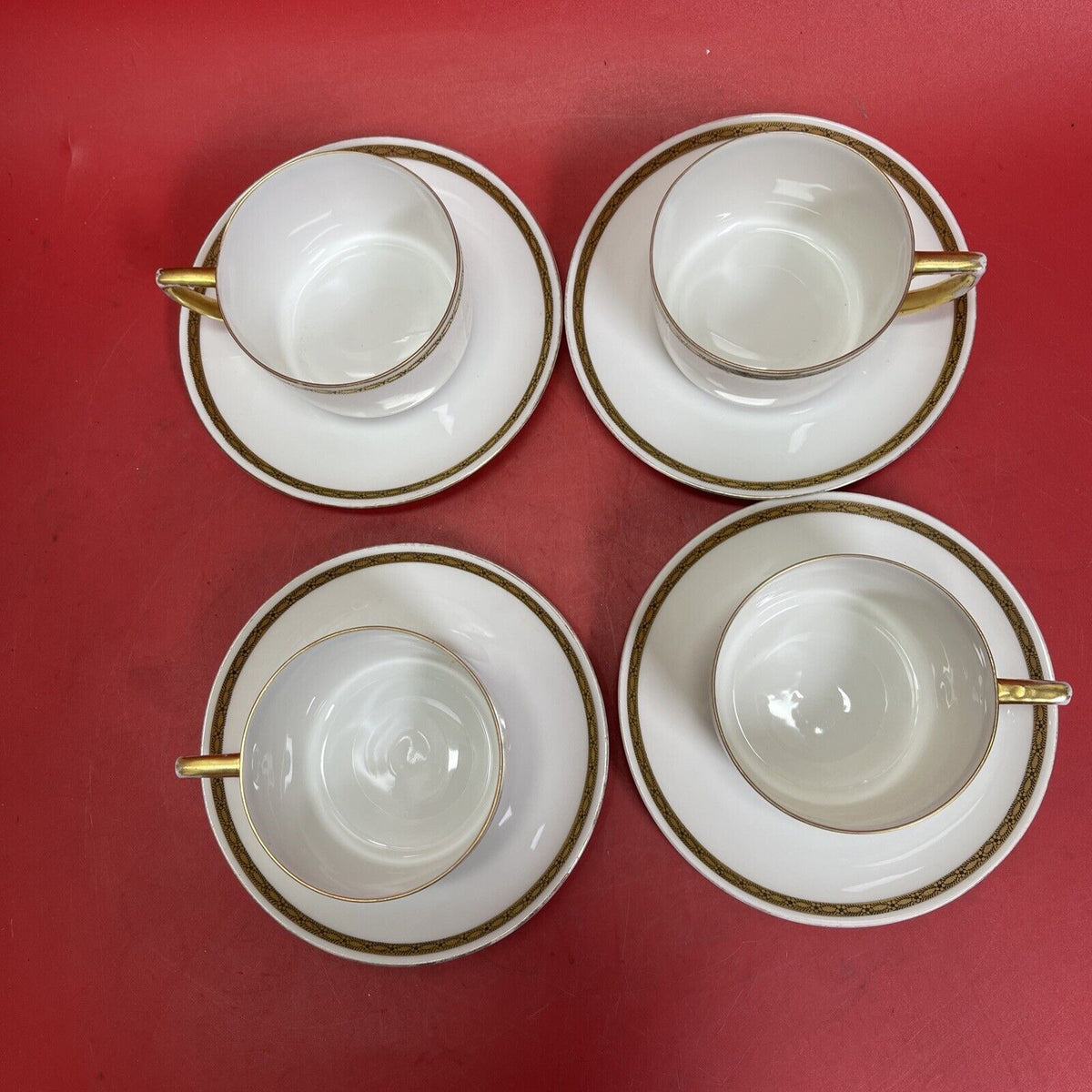 Antique MZ Austria Kaiserin Maria Theresia Carlsbad China Teacup & Saucer Set 4