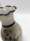 Vintage vase  Tonala Pottery Mexican Folk Art Bird Flowers Sand Stone Signed JC
